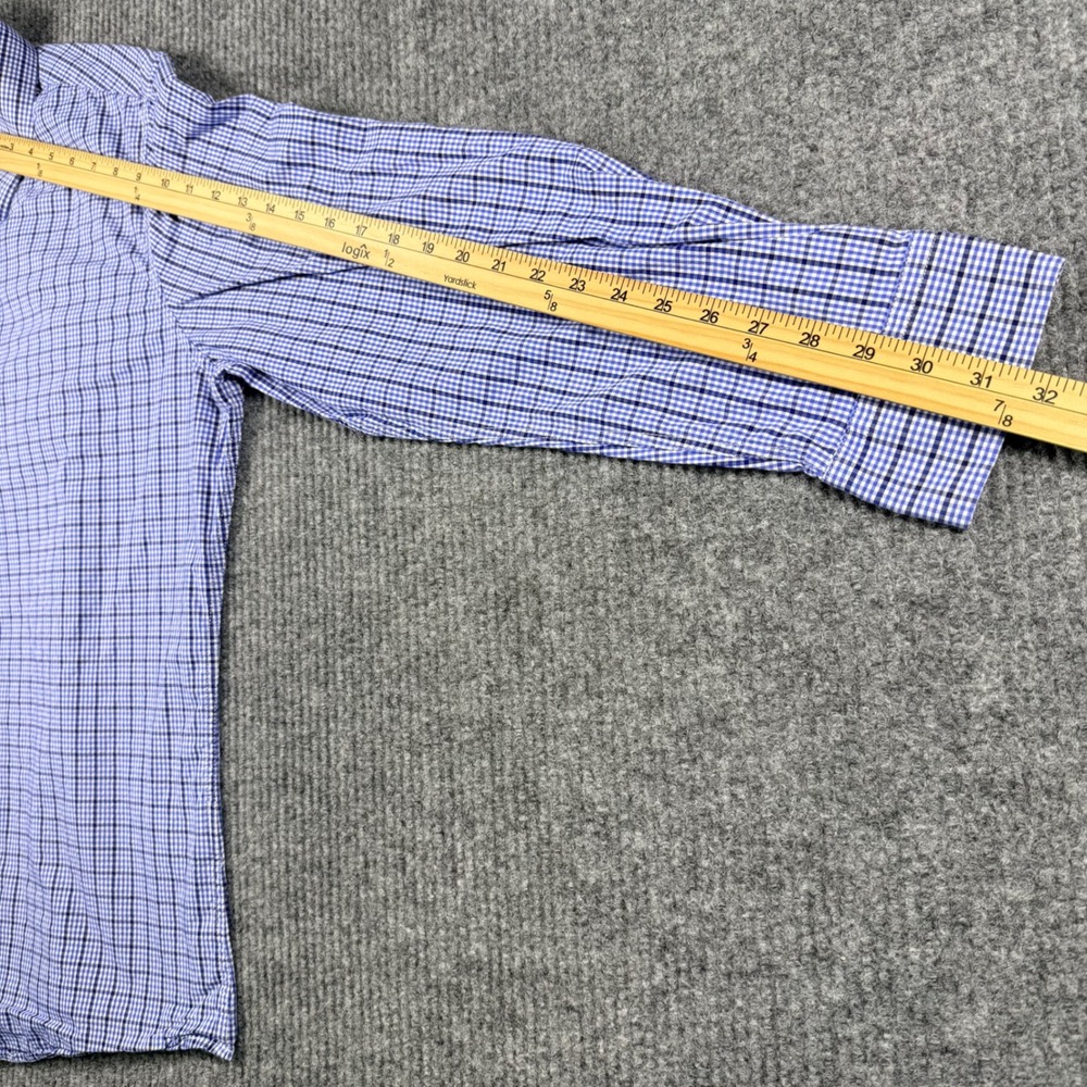 Duchamp London Mens Tailored Fit Gingham Button Down Shirt Blue White 17/XL - Picture 7 of 10